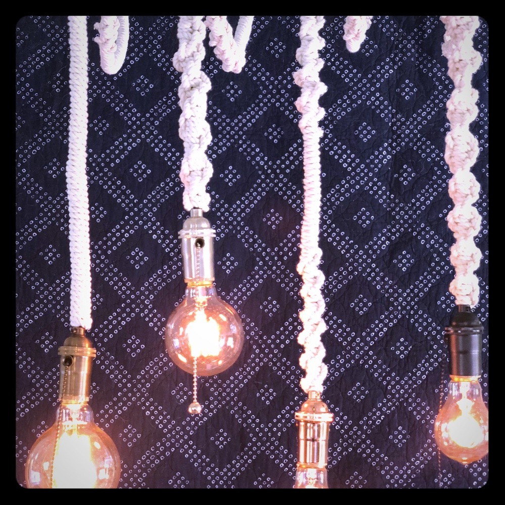 Hand macramed pendant lights
